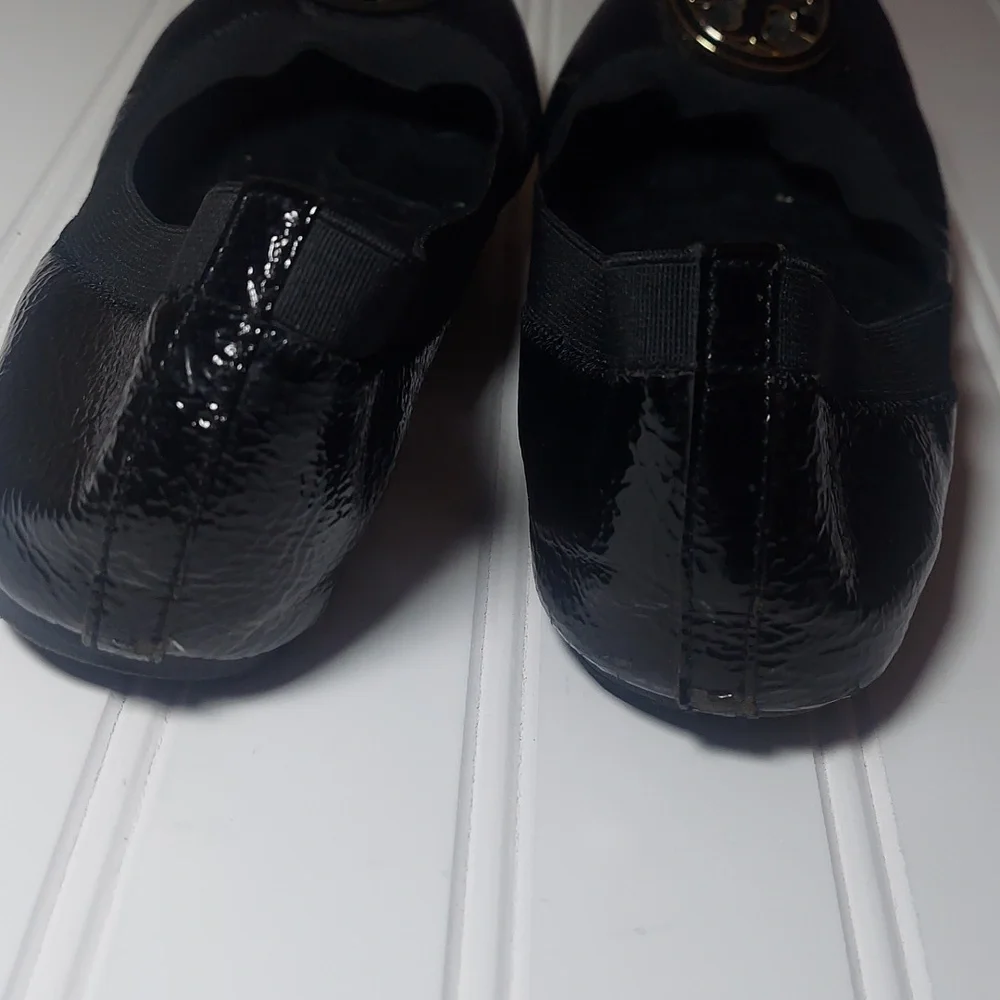 Tory Burch Caroline black patent leather ballet flats